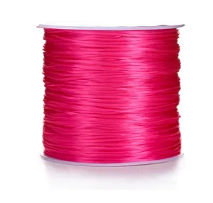Bright pink flat elastic cord for DIY handmade jewelry beading bracelets 0.5mm spool