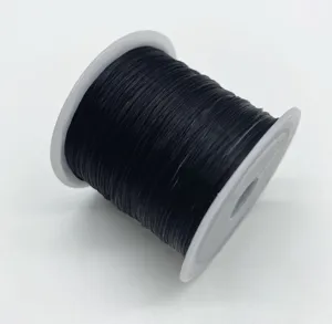 Maύρο ελαστικό κρυστάλλινο κορδόνι για DIY κατασκευή κοσμημάτων, επίπεδη ελαστική κλωστή.