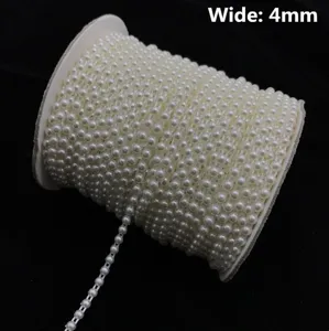 Witte parelketting rolversiering voor doe-het-zelf ambachten en huwelijk, breedte 4mm.