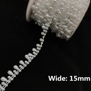 Witte druppelvormige kunstparel trim kraal ketting voor trouwjurk DIY naaiwerk accessoires 15mm