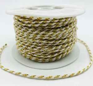 Cordón de algodón trenzado dorado de 1.8mm para pulseras DIY, manualidades y joyería.