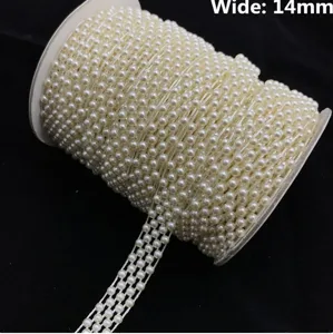 ABS kunststof parel lint rol, 14mm brede decoratieve draad kralen voor bruiloft en knutselen.