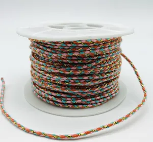 Cordón de algodón trenzado metálico de 1.8mm para pulseras DIY material multicolor