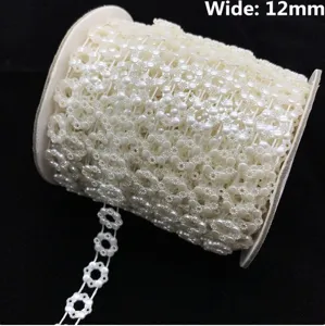 12mm witte parel kant trim lint voor trouwjurk DIY naaien kledingstuk accessoires rol