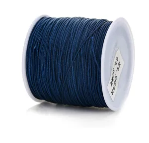 Vista dettagliata della bobina di filo di giada in nylon 72# blu scuro, filo per gioielli.