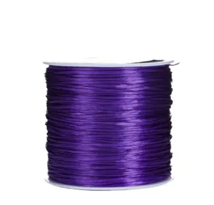 Purple flat elastic cord for DIY jewelry making, 0.5mm beading string for bracelets and crafts.