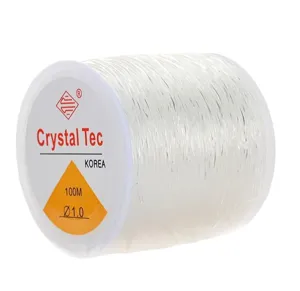 1.0mm 100M Cordón de Cristal Elástico Transparente Hilo para Pulseras y Fabricación de Joyas