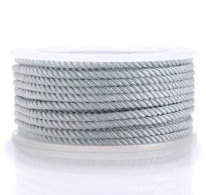 Grey twisted cord detail, premium nylon thread spool for DIY jewelry making and crafting projects.