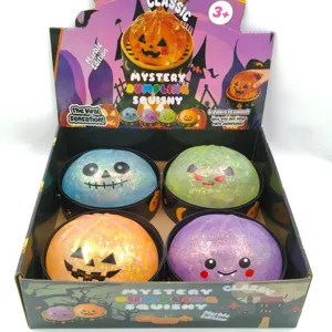 Halloween Dumpling Squishy 15cm Pectin Stress Relief Toy Glitter Pumpkin Skull Bat Ghost Pattern Funny Sensory Squeeze Toy Party Favor