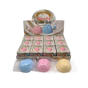 Colored cream roll shaped slow rebound squishy stress relief toy set in display box