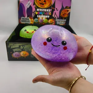 Grand jouet squishy anti-stress dumpling violet à paillettes Halloween 15cm pour le plaisir