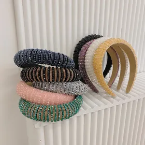 Multi-colored Baroque padded headbands with intricate handmade crystal beadwork details