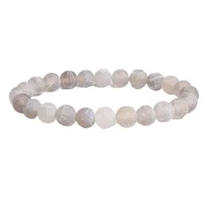 8mm Frosted Weathered Agate Bead Bracelet Natural Stone Beaded Jewelry for Men Women