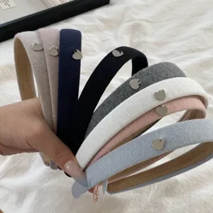 French Retro High Top Headband For Women With Heart Charm Cloth Fabric Thickened Elegant Versatile Hair Accessory temperament Hair Hoop