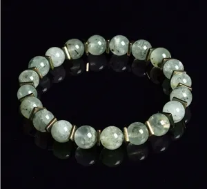 Naturstein Perlen Yoga Armband Mit Metallabstandshaltern Elastische Edelstein Chakra Energie Armbänder Für Damen Herren