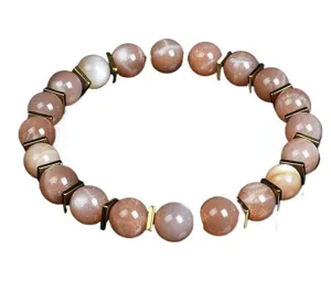 Naturkristall Edelstein Perlen Armband mit Metallabstandshaltern Yoga Schmuck Geschenk