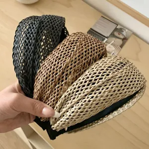 Lot de serre-têtes en paille tressée à la main pour un style chic de vacances d'été