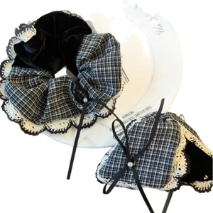 Elegantes Set aus Haarspange und Haargummi im koreanischen Stil mit Schleife und Spitze