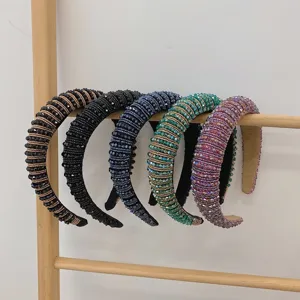Collection of luxury Baroque bejeweled padded headbands featuring sparkling crystal beads
