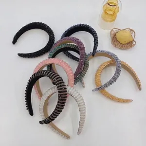 Baroque style crystal beaded wide headbands in various colors for women's fashion