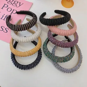 Baroque crystal beaded wide headbands set with sparkling rhinestones in multiple colors.