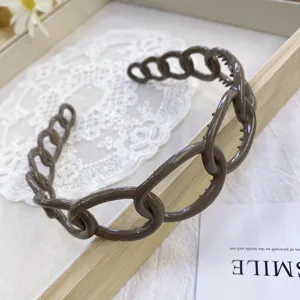 Close-up showing the chain link texture and anti-slip teeth of the brown headband