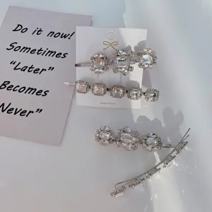 Sparkling rhinestone hair clips set in elegant silver finish for women hair styling