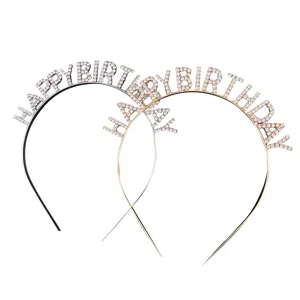 Gold and silver rhinestone HAPPY BIRTHDAY alloy headbands for birthday party hair accessories