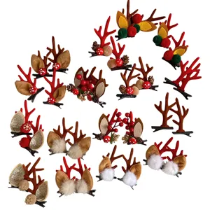 Set di fermagli per capelli natalizi con corna di renna e orecchie di alce bimbi.