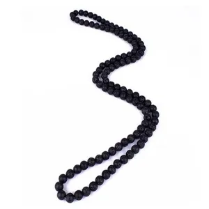 8mm black volcanic lava stone beads long strand necklace yoga DIY handmade jewelry