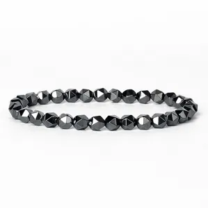 Faceted Abacus Bead Hematite Bracelet Natural Stone Energy Beaded Bracelets For Women Men Fashion Jewelry Gift