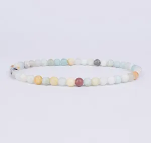 Detailed view of the 4mm natural stone beaded bracelet, showing exquisite bead texture and finish.