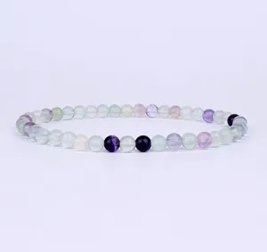 Multi-color gemstone beaded bracelet detail shot, elegant and minimalist jewelry accessory.