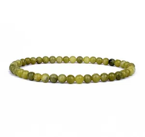 4mm natural gemstone beaded bracelet yoga meditation jewelry simple round beads green stone