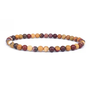4mm Multi-color Natural Stone Beaded Bracelet Detail Shot Gemstone Yoga Healing Jewelry