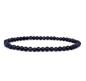 Blue sandstone beaded bracelet with sparkling dark blue gemstone beads for daily elegant wrist wear.