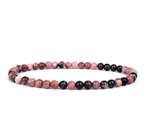 4mm natural stone beaded bracelet, gemstone yoga meditation jewelry, minimalist charm bracelet.