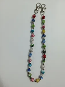 Colorful rhinestone disco ball waist chain jeans accessory with metal lobster clasps