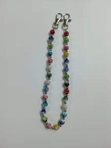 Colorful rhinestone disco ball jeans chain pants chain sparkling crystal waist chain detail view