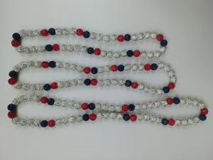 Handmade 10mm rhinestone Shamballa disco ball bead strands in red white and blue