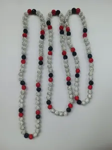 10mm Shamballa disco ball necklace with sparkling red, black, and silver beads