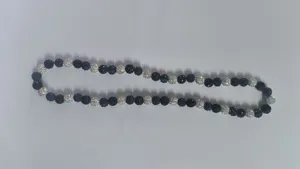 10mm Shamballa rhinestone beaded necklace with alternating black and AB white balls