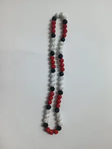 Hip-hop style Shamballa beaded necklace featuring red, black, and AB white rhinestone balls