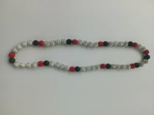 10mm sparkling rhinestone disco ball shamballa necklace with red black and white beads