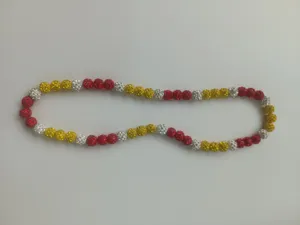 Colorful hip hop Shamballa necklace with red yellow and silver 10mm rhinestone clay beads