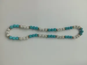 Detailed view of 10mm blue and white Shamballa crystal disco ball beads