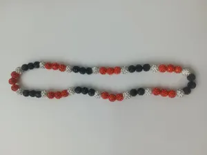 Red black and white 10mm rhinestone Shamballa bead necklace for baseball sports fans