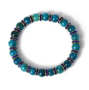 8mm blauer Chalcedon Strass Perlen Armband Kristall Yoga Schmuck Detailansicht Design