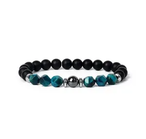 Natural Stone Tiger Eye Beaded Bracelet Matte Black Stone Yoga Prayer Beads Bracelet Fashion Beaded Jewelry For Women Men