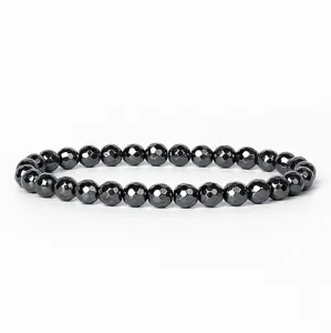6mm Faceted Hematite Bead Bracelet Natural Stone Energy Beaded Bracelet Fashion Jewelry